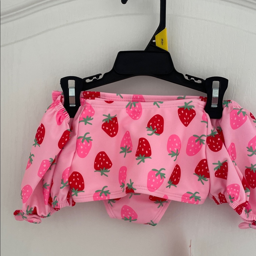 Wonder Nation Pink Strawberry Kids Bikini Set